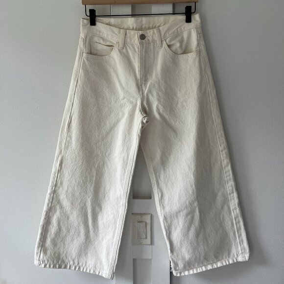 Levi's Wide Leg Denim Jeans - Ivory White - Size 28 - Picture 1 of 9